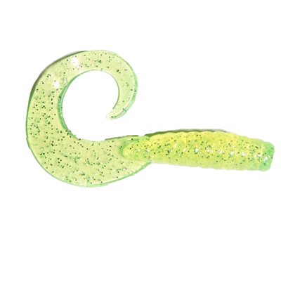 Grubs 3.5 " Clear Chartreuse Glitter Grubs 3.5 " Clear Chartreuse Glitter