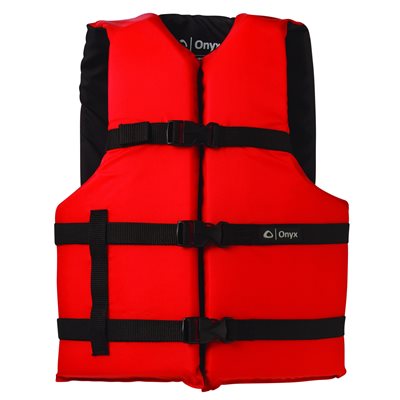 ONYX General Purpose Life Jacket Adult 90LB + Red