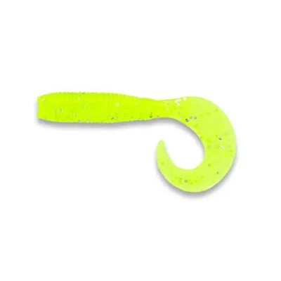 YAMAMOTO 4 Single Tail Grub Chartreuse W / Large Silver Fla YAMAMOTO 4 Single Tail Grub Chartreuse W / Large Silver Fla